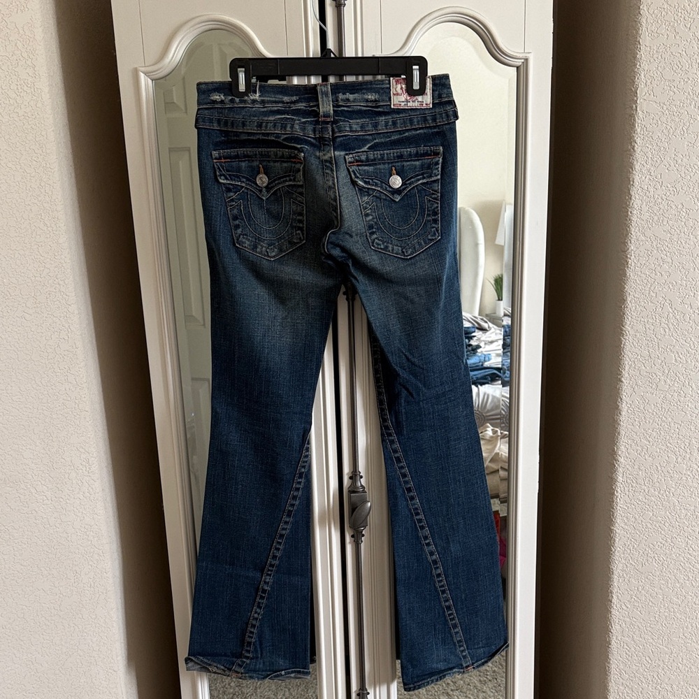 True Religion Joey Women's Flare Jeans in Dark Blue Denim